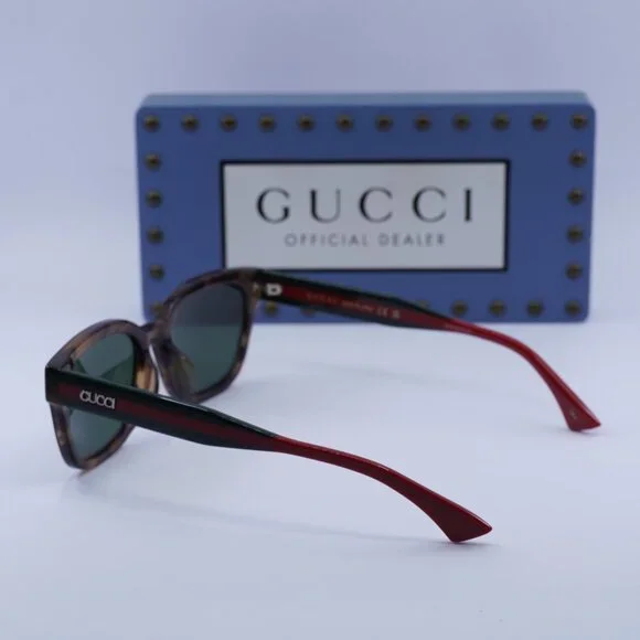 Gucci GG1872SK 003 Square Sunglasses - Brown Havana Green Red\Green